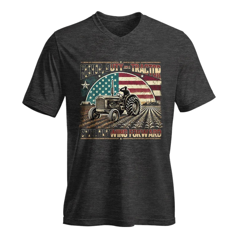 Veteran Farmer Honor Duty And A Tractor 1 - Unisex Jersey Short Sleeve V-Neck Tee