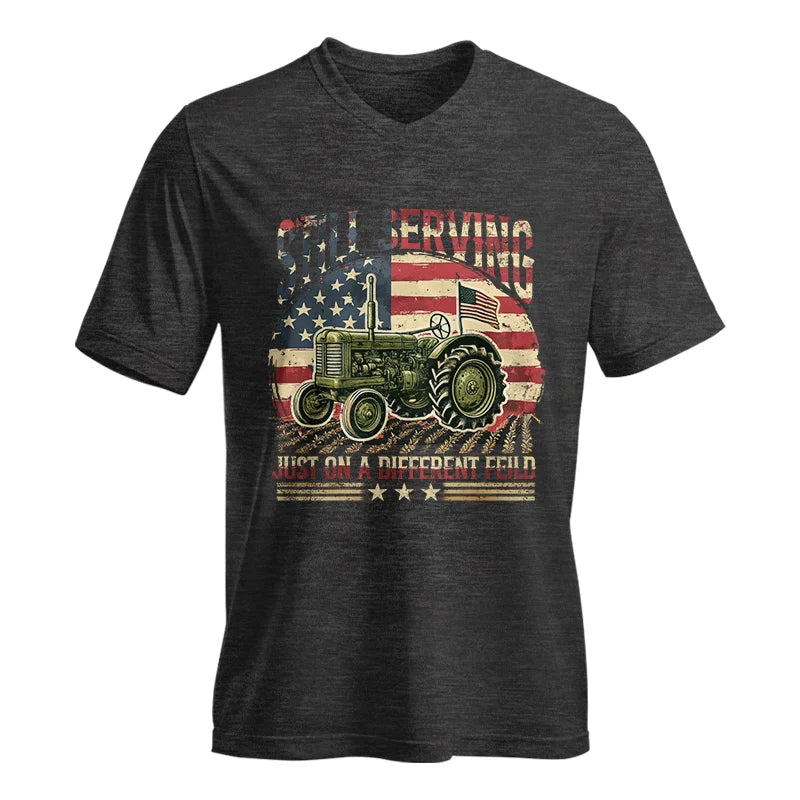 Veteran Farmer Still Serving 10 - Unisex Jersey Short Sleeve V-Neck Tee