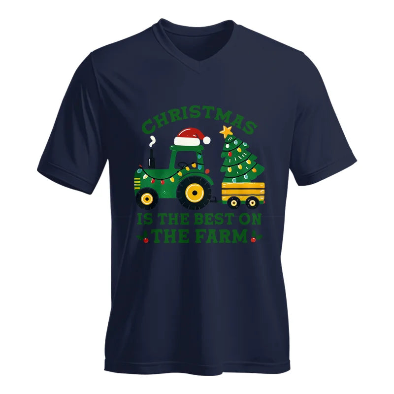 Christmas Is The Best On The Farm - Unisex Jersey Short Sleeve V-Neck Tee