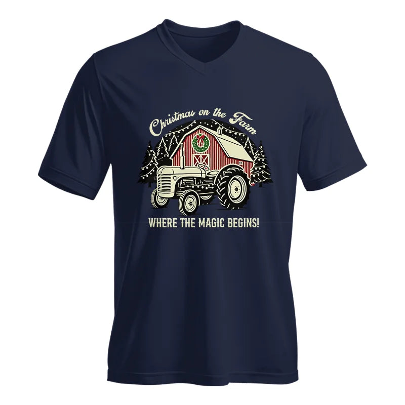 Christmas on the Farm Where the Magic Begins! 3 - Unisex Jersey Short Sleeve V-Neck Tee