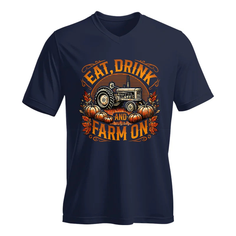 Eat Drink and Farm On 2 - Unisex Jersey Short Sleeve V-Neck Tee