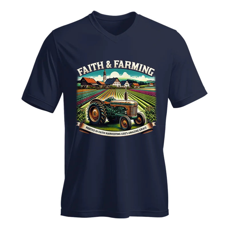 Faith And Farming 4 - Unisex Jersey Short Sleeve V-Neck Tee