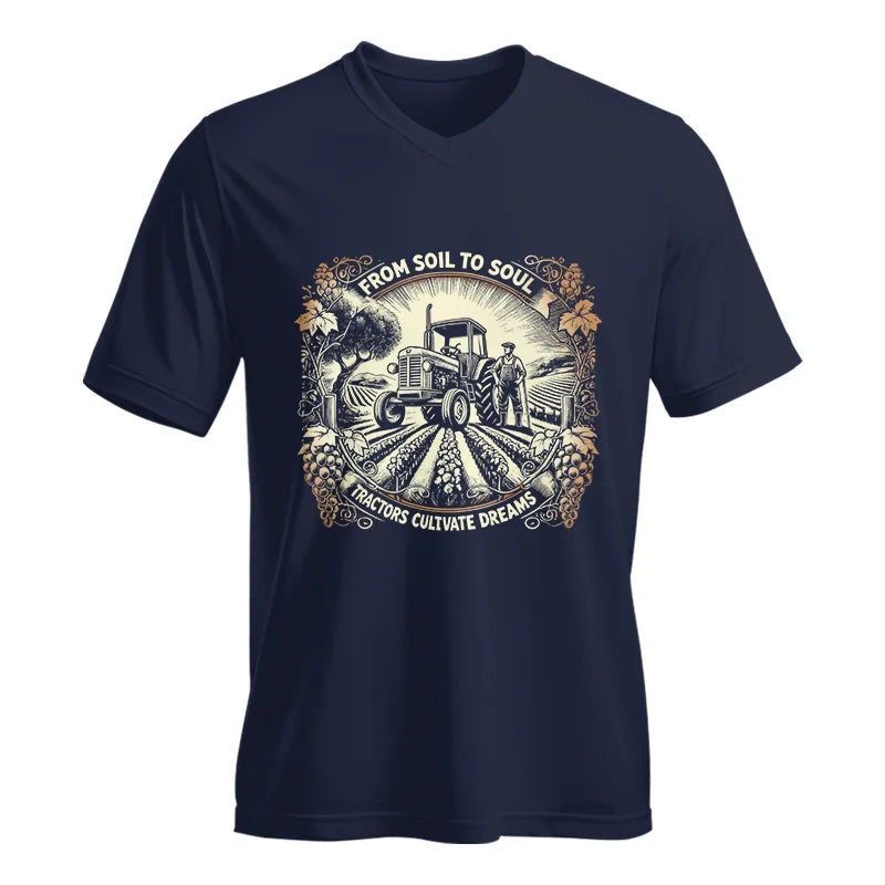 Image of From Soil To Soul_Tractors Cultivate Dreams 2 - Unisex Jersey Short Sleeve V-Neck Tee