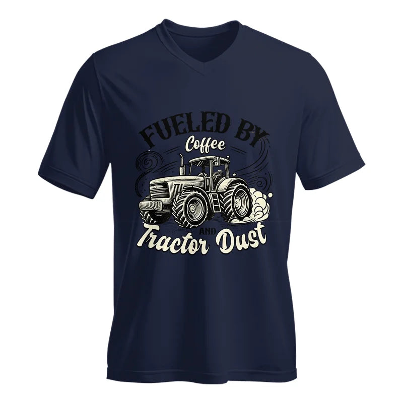 Fueled By Coffee And Tractor Dust 2 - Unisex Jersey Short Sleeve V-Neck Tee