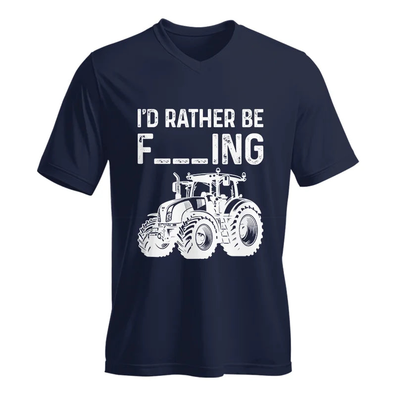 Image of Funny I Would Rather Be Farming Tractor 2 - Unisex Jersey Short Sleeve V-Neck Tee