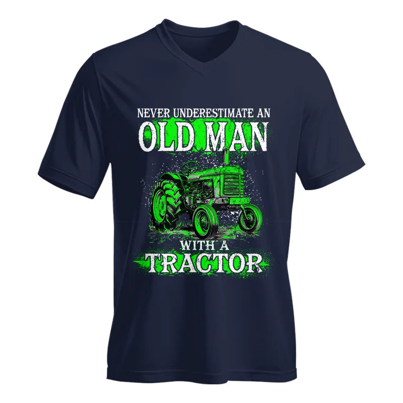 Funny Quote Never Underestimate Old Man Tractor - Unisex Jersey Short Sleeve V-Neck Tee