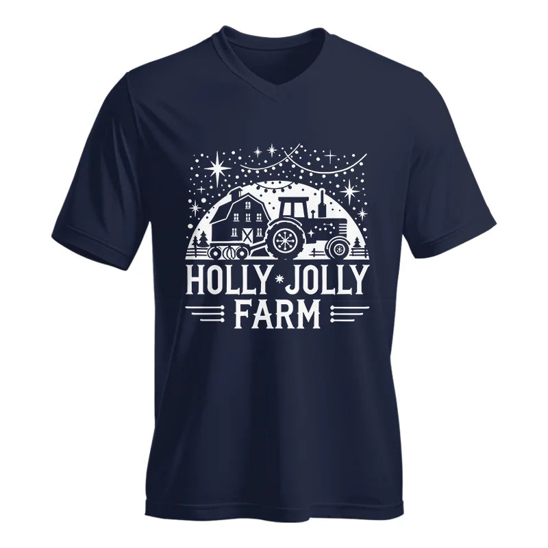 Image of Holly Jolly Farm 2 - Unisex Jersey Short Sleeve V-Neck Tee