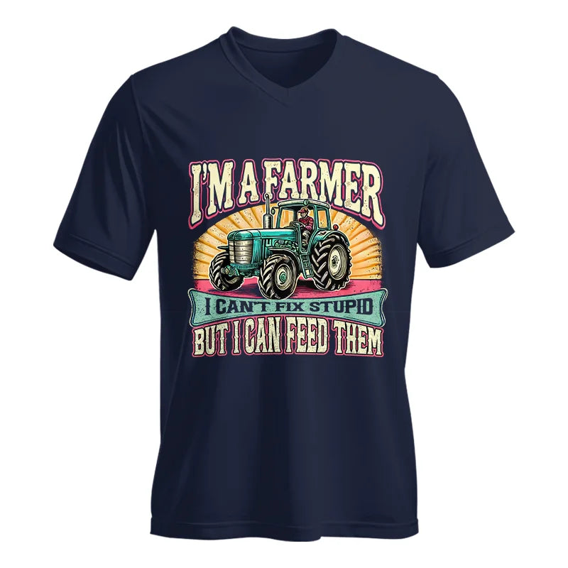 Image of I'm A Farmer_Fix Stupid_Feed Them - Unisex Jersey Short Sleeve V-Neck Tee