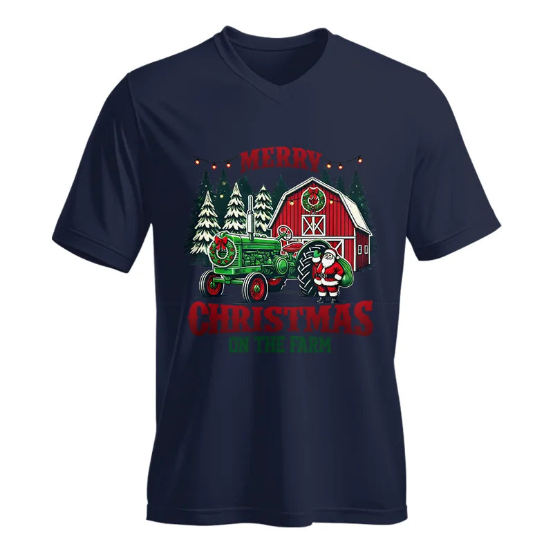 Merry Christmas On The Farm 3 - Unisex Jersey Short Sleeve V-Neck Tee