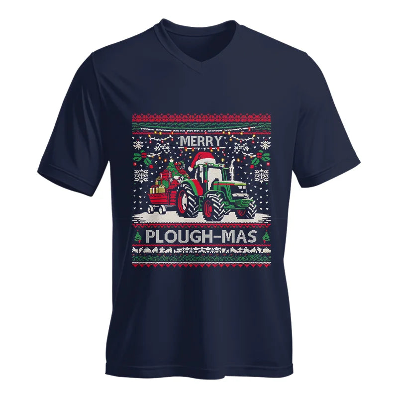 Merry Plough_Mas - Unisex Jersey Short Sleeve V-Neck Tee