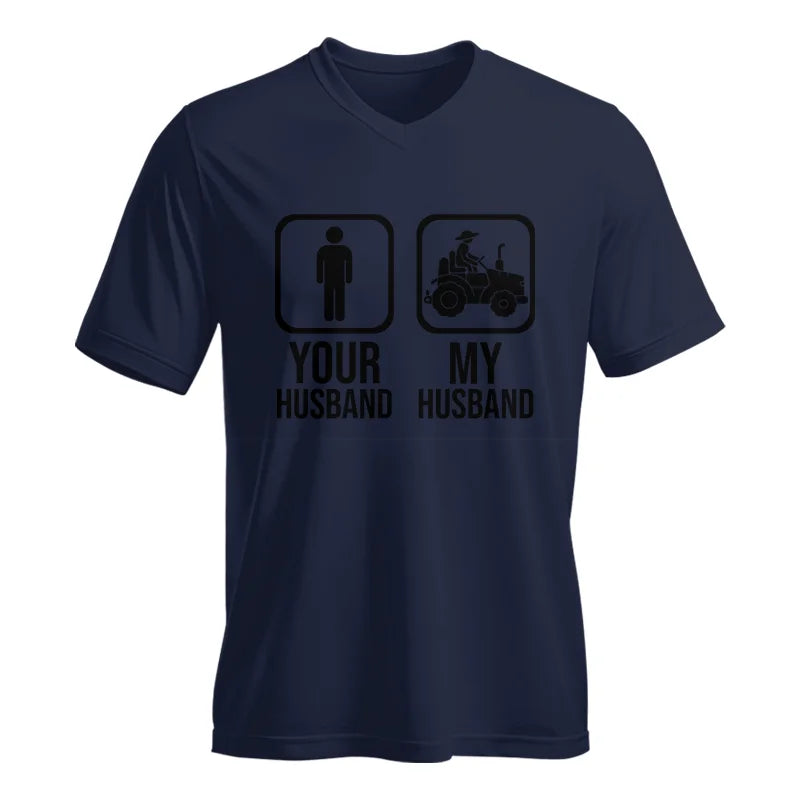 My Husband Is Cooler Than Yours Funny Farm Tractor 2 - Unisex Jersey Short Sleeve V-Neck Tee