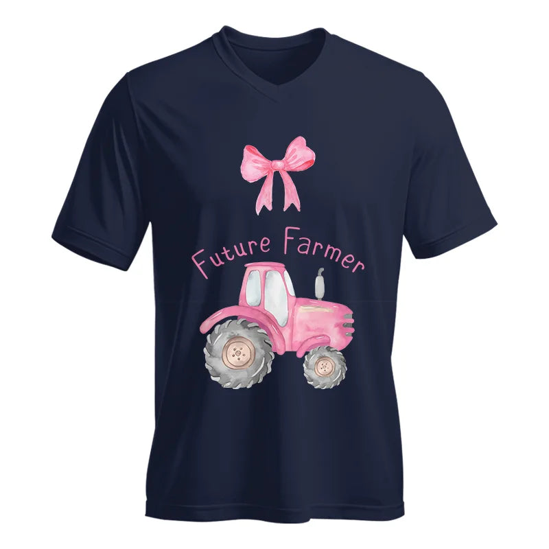 Image of Pink Tractor For Future Farmer - Unisex Jersey Short Sleeve V-Neck Tee