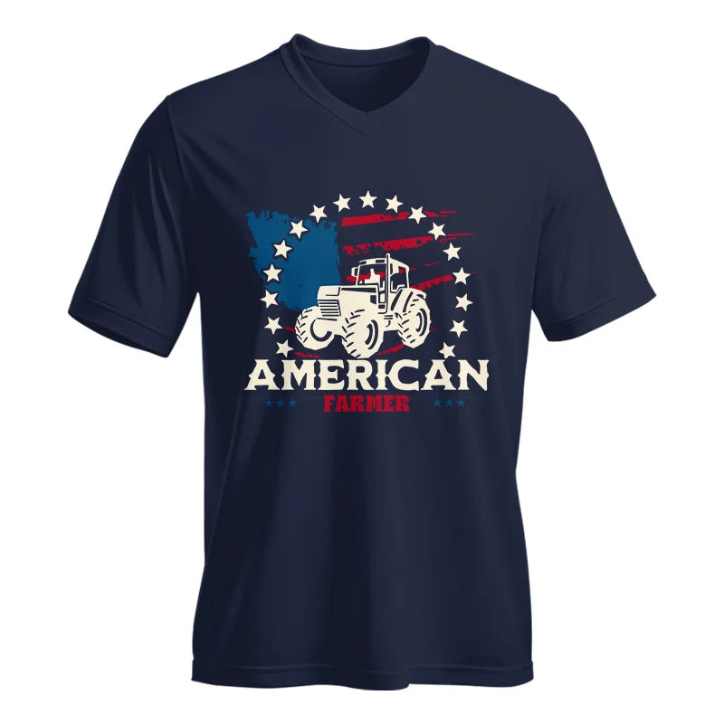 Image of Proud To Be An American Farmer Citizen Veteran - Unisex Jersey Short Sleeve V-Neck Tee