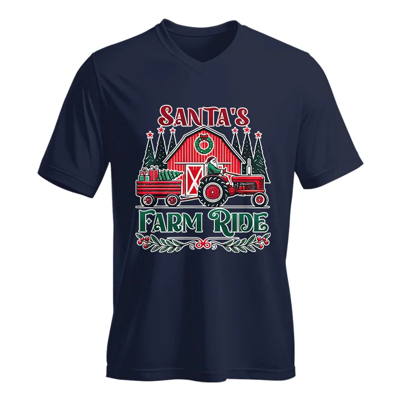 Image of Santa's Farm Ride 1 - Unisex Jersey Short Sleeve V-Neck Tee