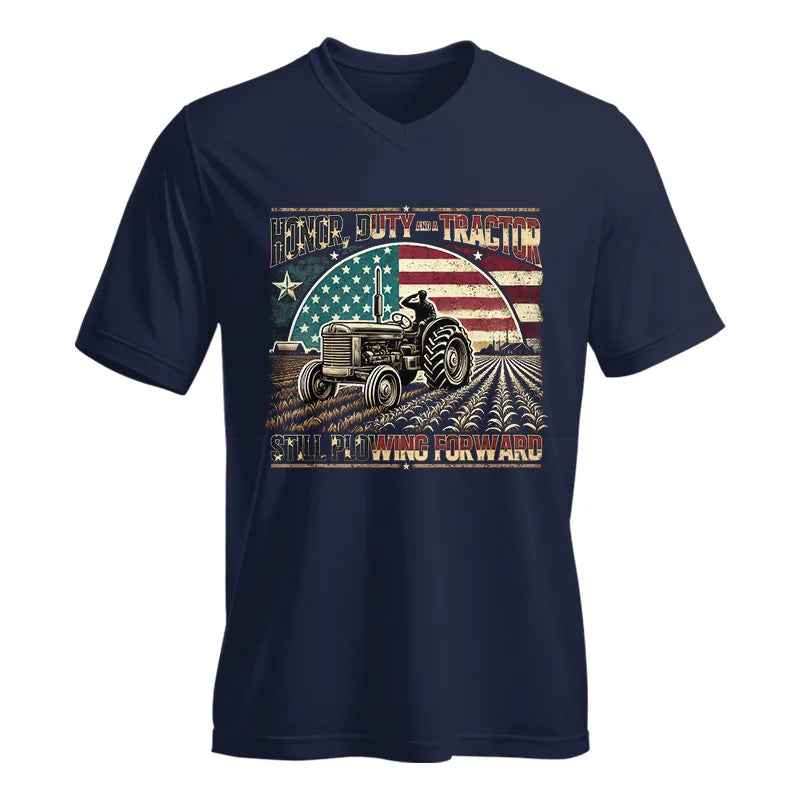 Veteran Farmer Honor Duty And A Tractor 1 - Unisex Jersey Short Sleeve V-Neck Tee