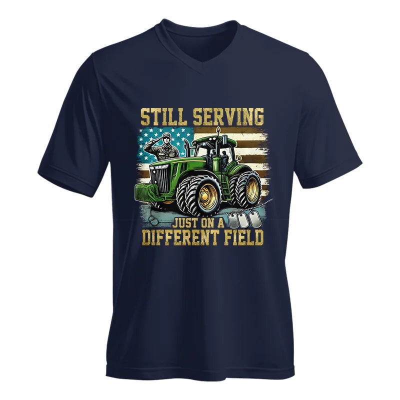 Image of Veteran Farmer Still Serving 3 - Unisex Jersey Short Sleeve V-Neck Tee