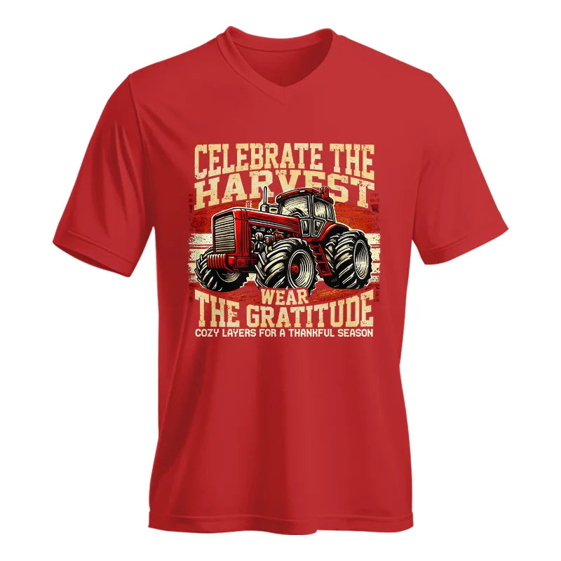 Celebrate the Harvest Wear the Gratitude - Unisex Jersey Short Sleeve V-Neck Tee