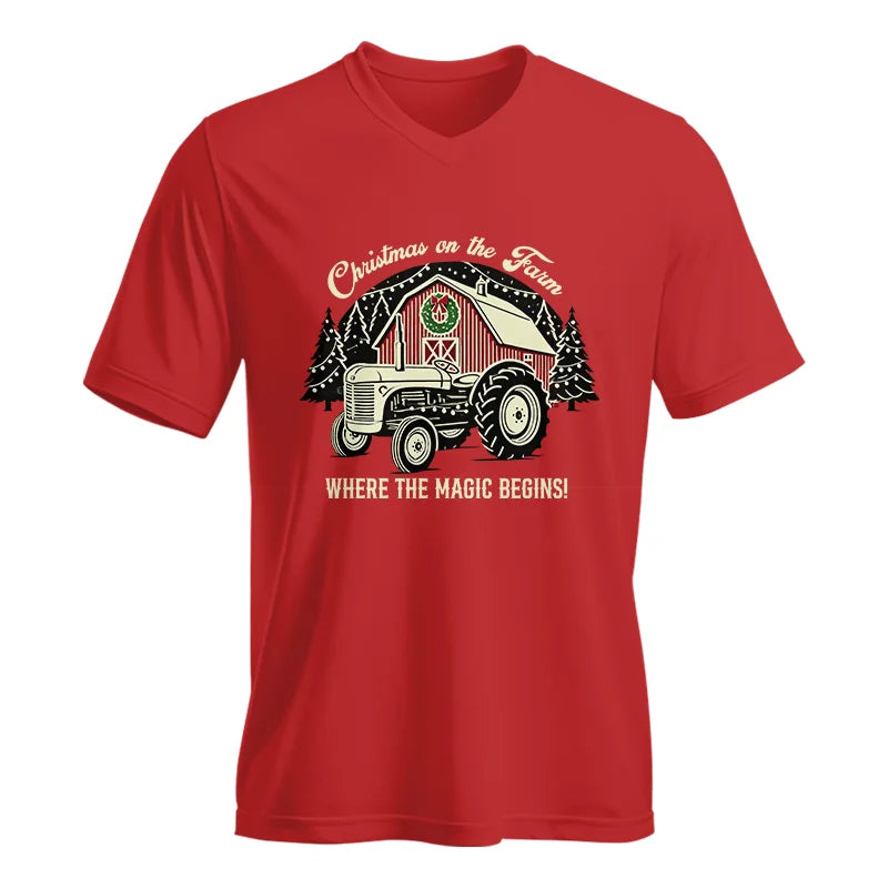 Christmas on the Farm Where the Magic Begins! 3 - Unisex Jersey Short Sleeve V-Neck Tee