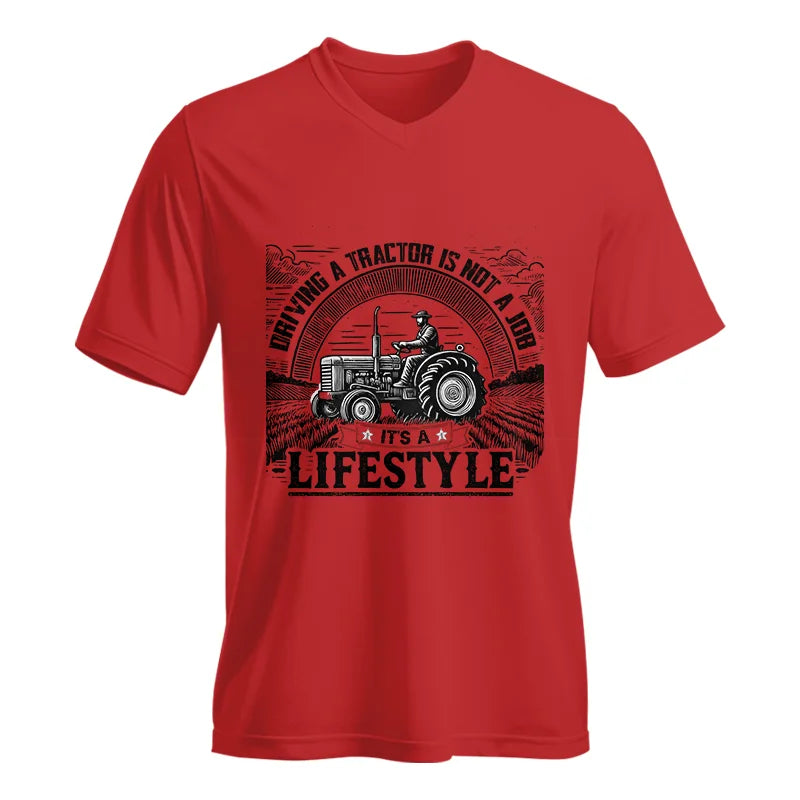 Driving A Tractor Not A Job A Lifestyle - Unisex Jersey Short Sleeve V-Neck Tee