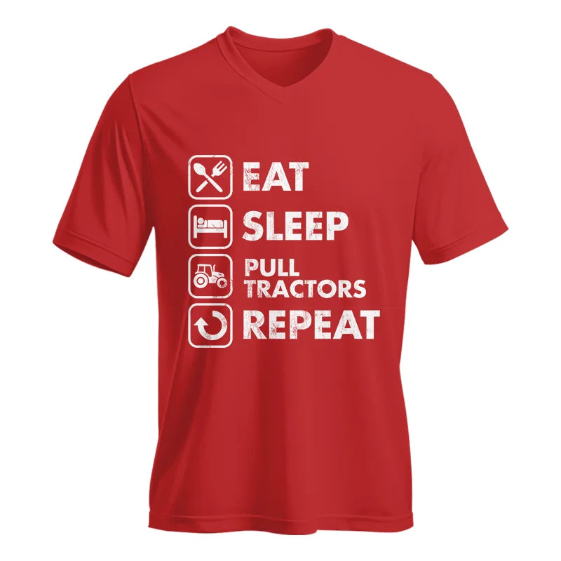 Eat Sleep Pull Tractors Repeat - Unisex Jersey Short Sleeve V-Neck Tee