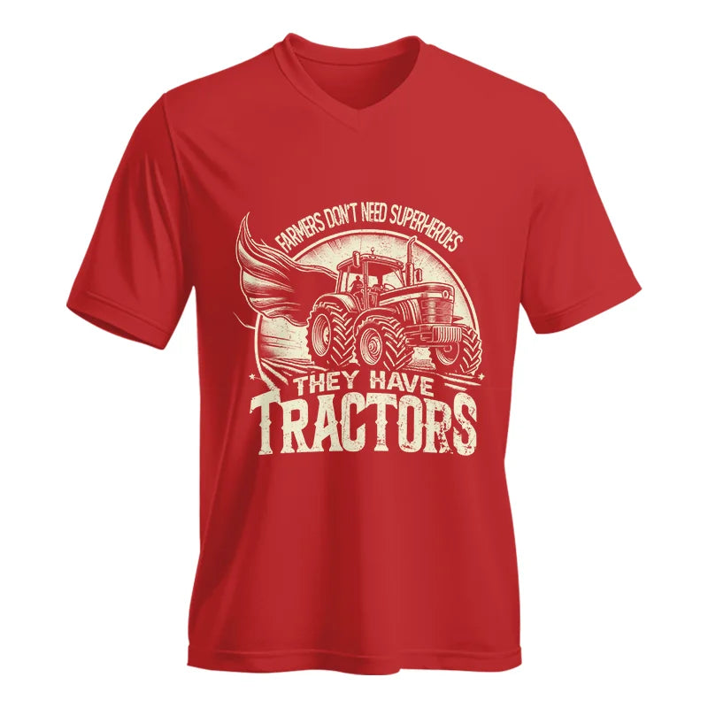 Farmers Don’t Need Superheroes They Have Tractors - Unisex Jersey Short Sleeve V-Neck Tee