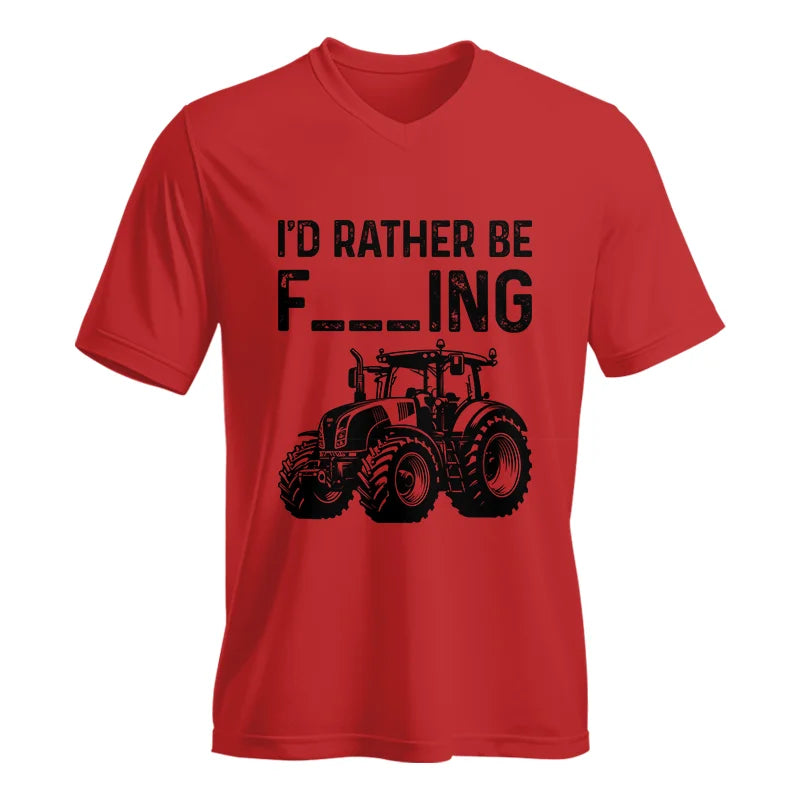 Funny I Would Rather Be Farming Tractor 1 - Unisex Jersey Short Sleeve V-Neck Tee