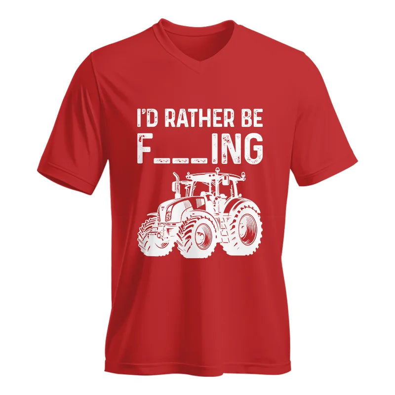 Funny I Would Rather Be Farming Tractor 2 - Unisex Jersey Short Sleeve V-Neck Tee