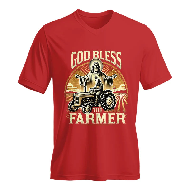 Image of God Bless The Farmer 1 - Unisex Jersey Short Sleeve V-Neck Tee