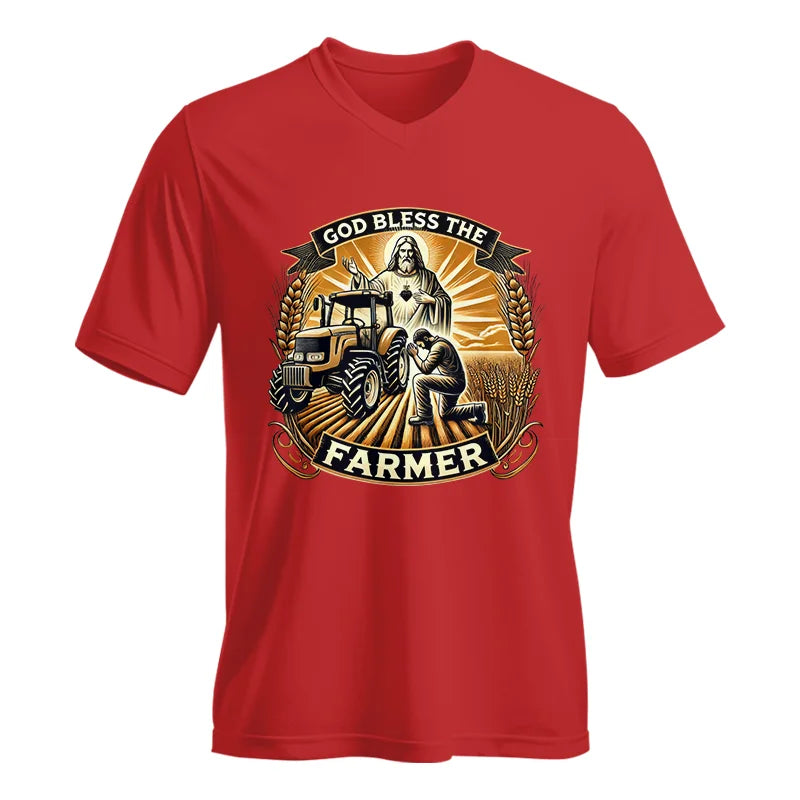 God Bless The Farmer 2 - Unisex Jersey Short Sleeve V-Neck Tee