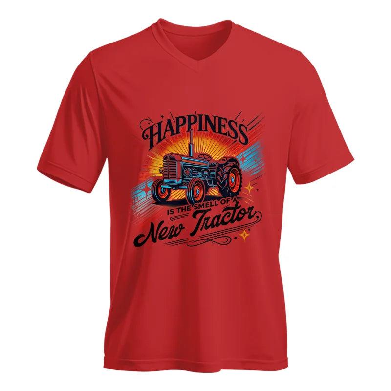 Happiness Is The Smell Of A New Tractor - Unisex Jersey Short Sleeve V-Neck Tee