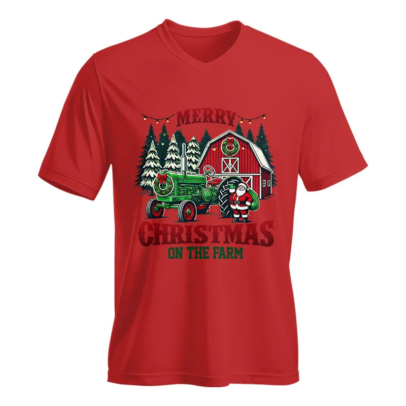 Image of Merry Christmas On The Farm 3 - Unisex Jersey Short Sleeve V-Neck Tee