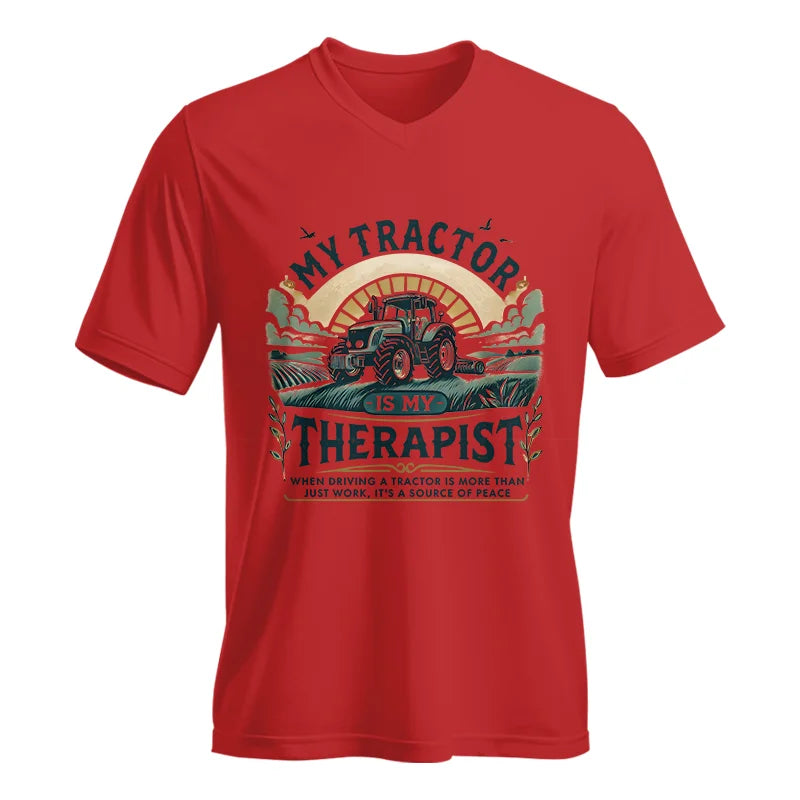 Image of My Tractor Is My Therapist - Unisex Jersey Short Sleeve V-Neck Tee