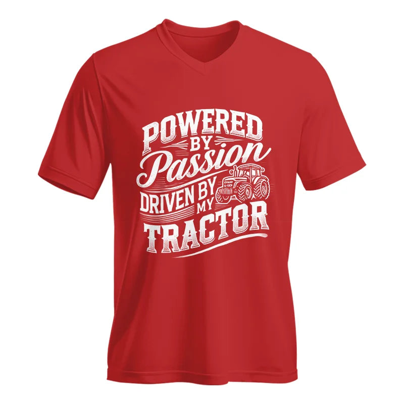 Powered By Passion Driven By My Tractor 2 - Unisex Jersey Short Sleeve V-Neck Tee