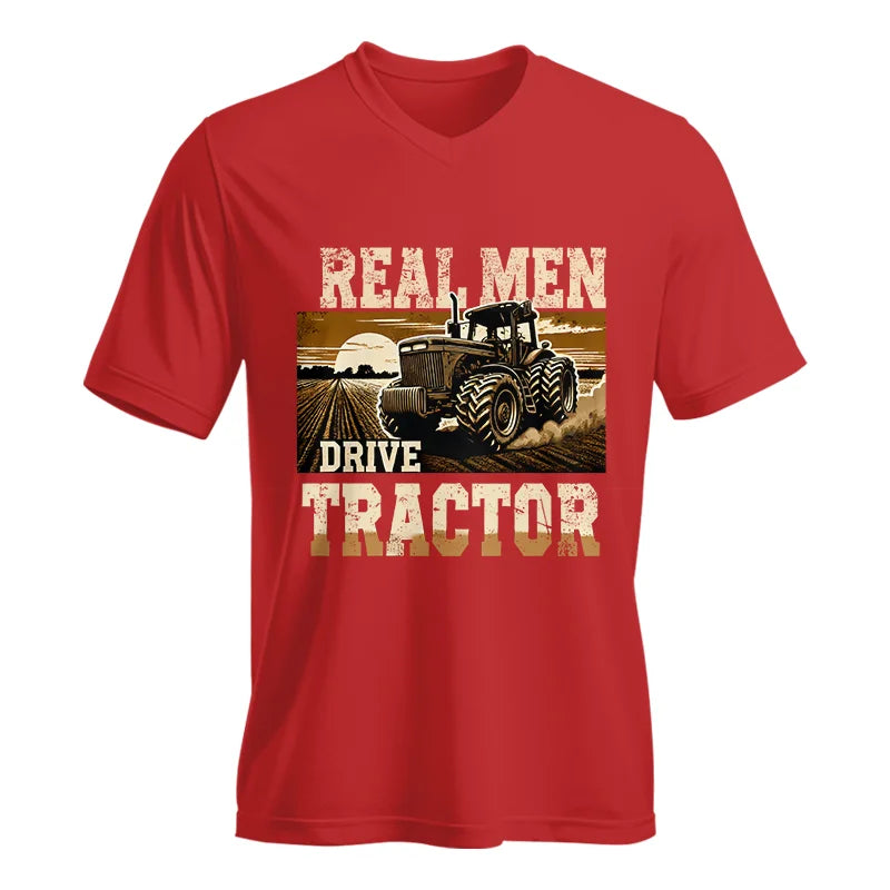 Real Men Drive Tractor - Unisex Jersey Short Sleeve V-Neck Tee