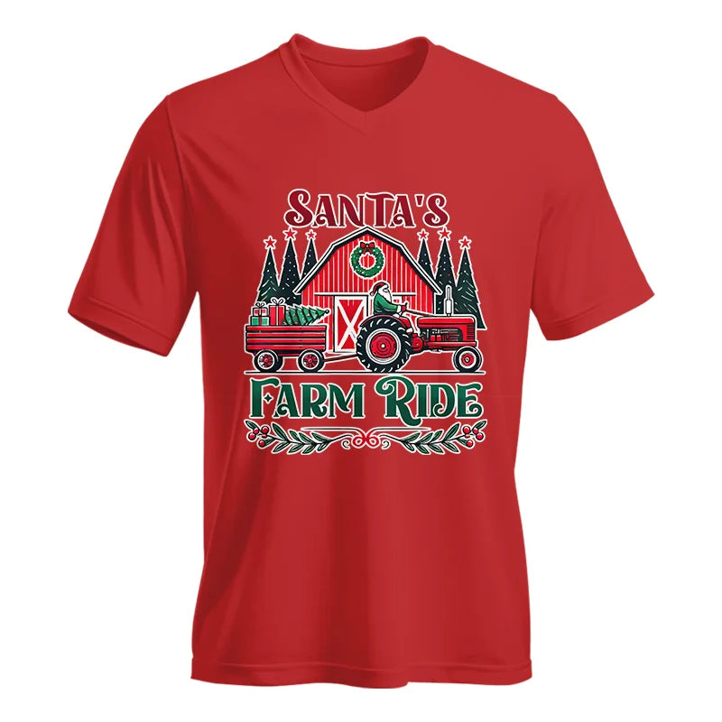 Santa's Farm Ride 1 - Unisex Jersey Short Sleeve V-Neck Tee