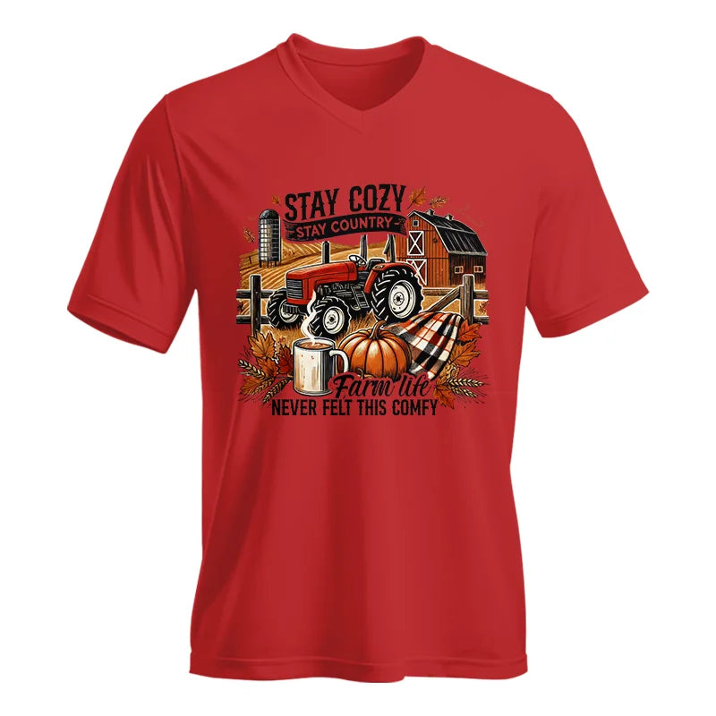 Stay Cozy_Stay Country_Farm Life Never Felt This Comfy - Unisex Jersey Short Sleeve V-Neck Tee