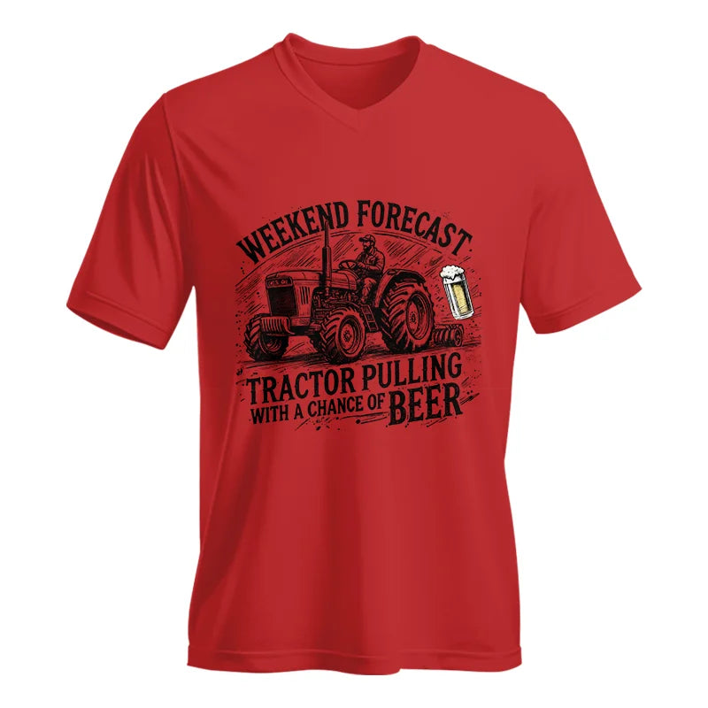 Tractor With A Chance Of Beer - Unisex Jersey Short Sleeve V-Neck Tee