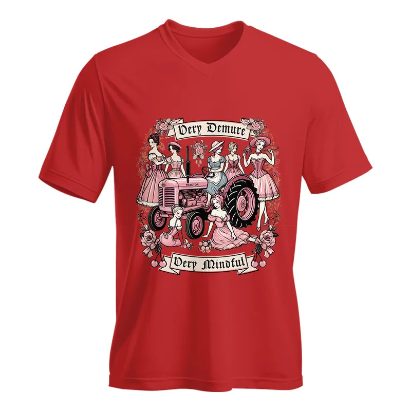 Very Demure Very Mindful Tractor - Unisex Jersey Short Sleeve V-Neck Tee