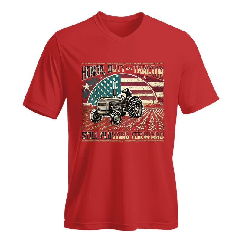 Veteran Farmer Honor Duty And A Tractor 1 - Unisex Jersey Short Sleeve V-Neck Tee