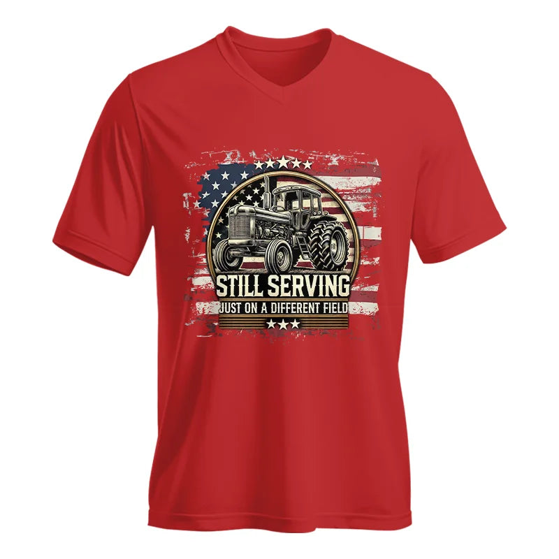 Veteran Farmer Still Serving 1 - Unisex Jersey Short Sleeve V-Neck Tee