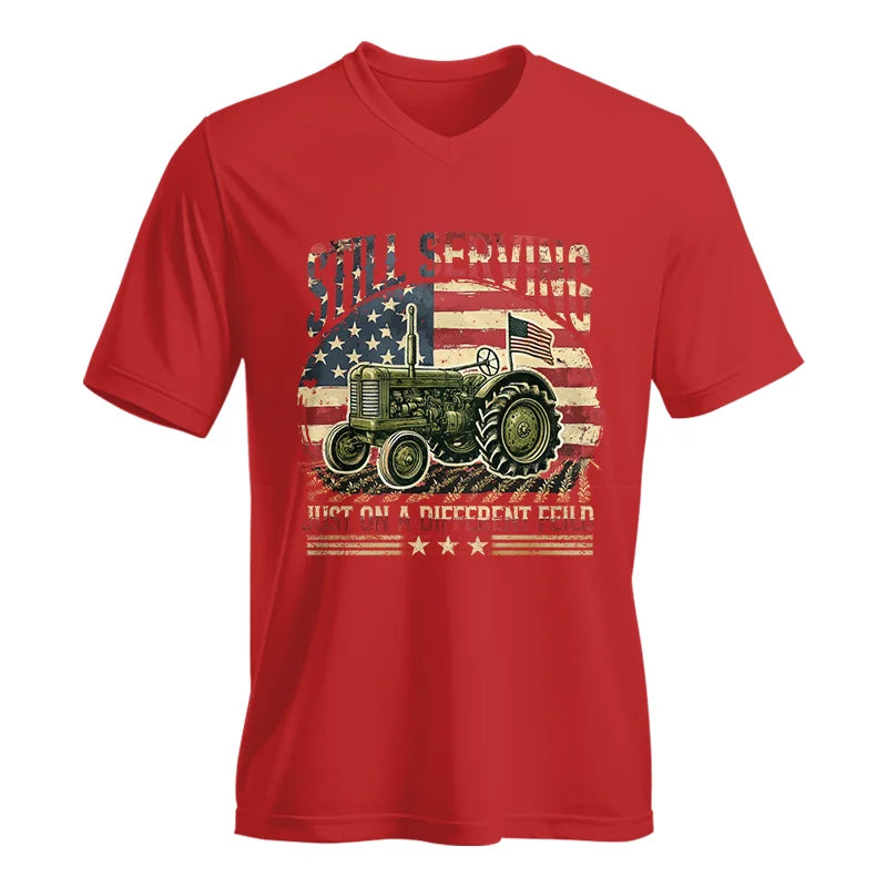 Veteran Farmer Still Serving 10 - Unisex Jersey Short Sleeve V-Neck Tee