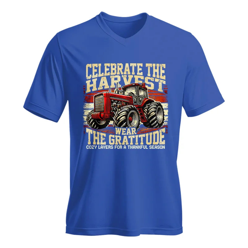 Celebrate the Harvest Wear the Gratitude - Unisex Jersey Short Sleeve V-Neck Tee