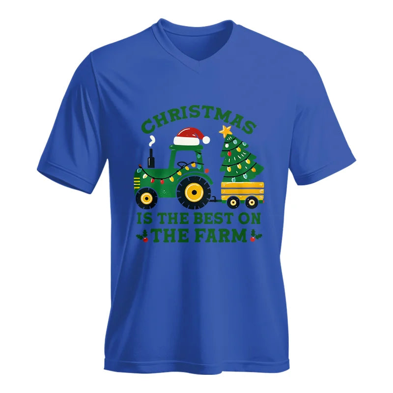 Christmas Is The Best On The Farm - Unisex Jersey Short Sleeve V-Neck Tee