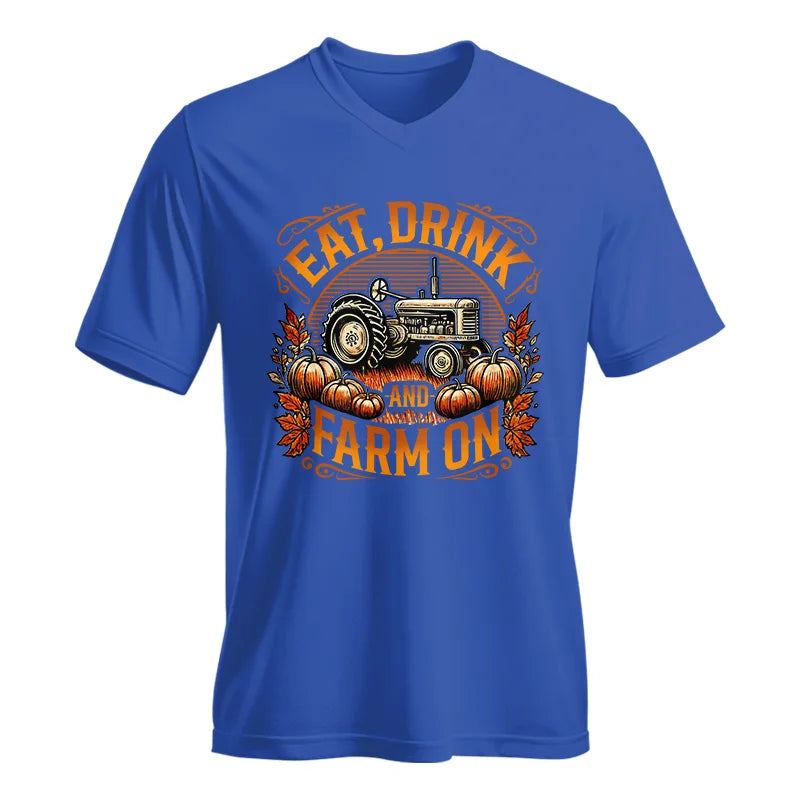 Eat Drink and Farm On 2 - Unisex Jersey Short Sleeve V-Neck Tee