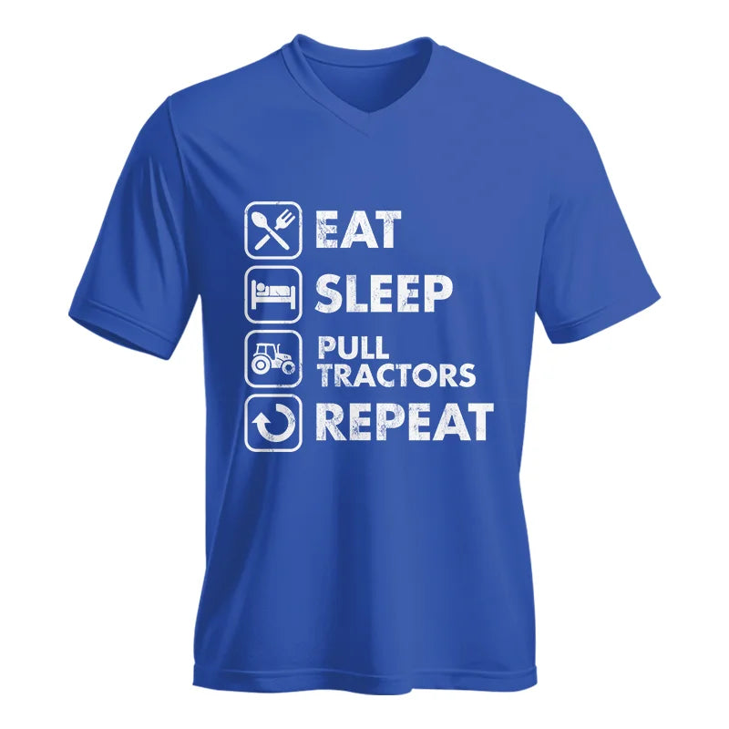 Eat Sleep Pull Tractors Repeat - Unisex Jersey Short Sleeve V-Neck Tee