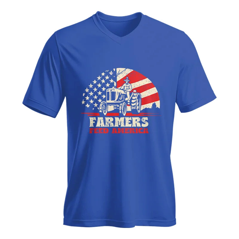 Image of Farmers Feed America Support Farmers - Unisex Jersey Short Sleeve V-Neck Tee