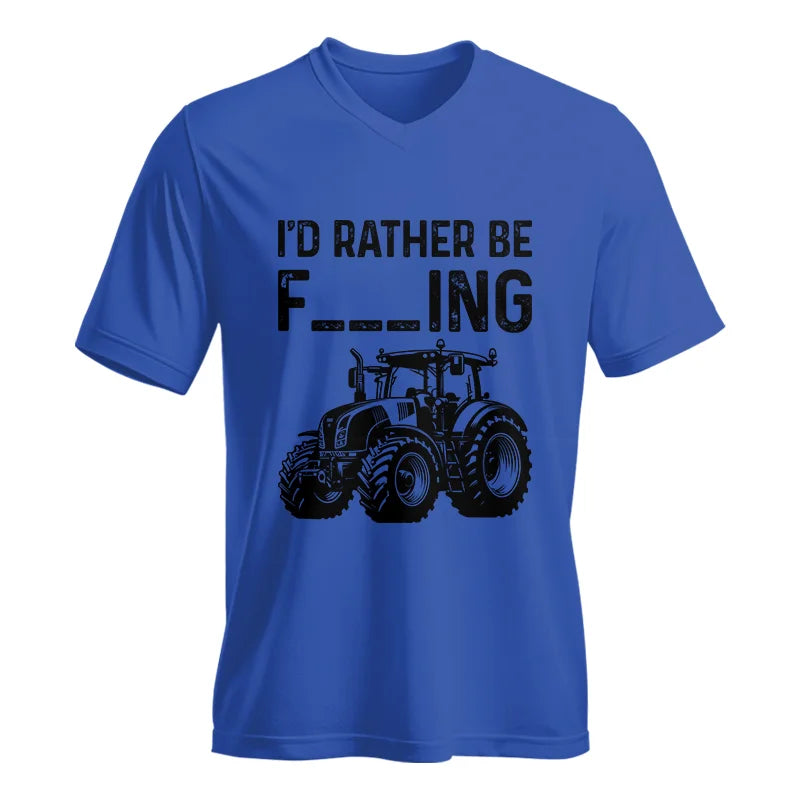 Funny I Would Rather Be Farming Tractor 1 - Unisex Jersey Short Sleeve V-Neck Tee