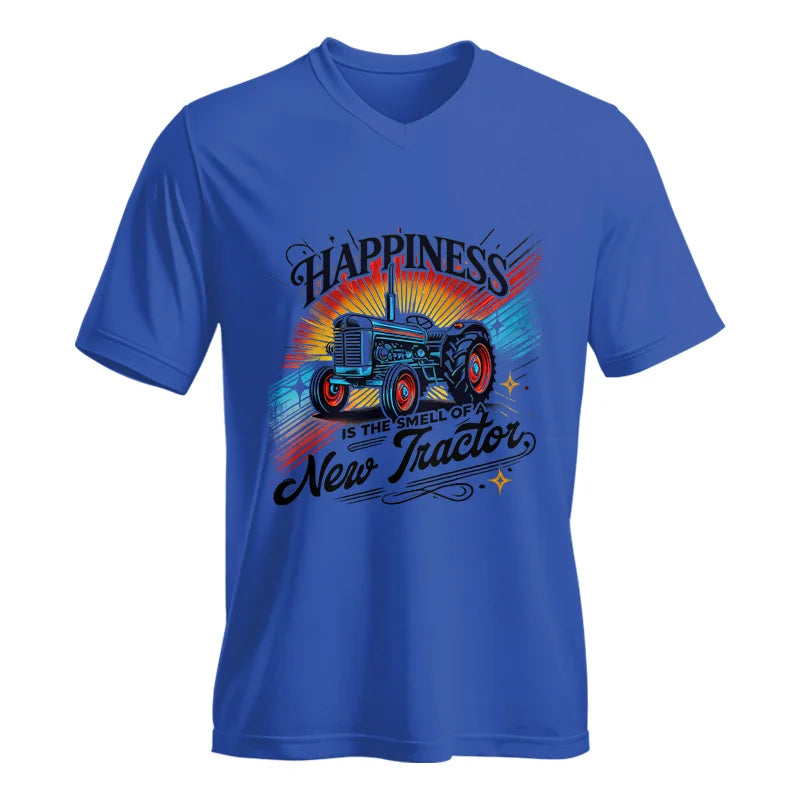 Image of Happiness Is The Smell Of A New Tractor - Unisex Jersey Short Sleeve V-Neck Tee