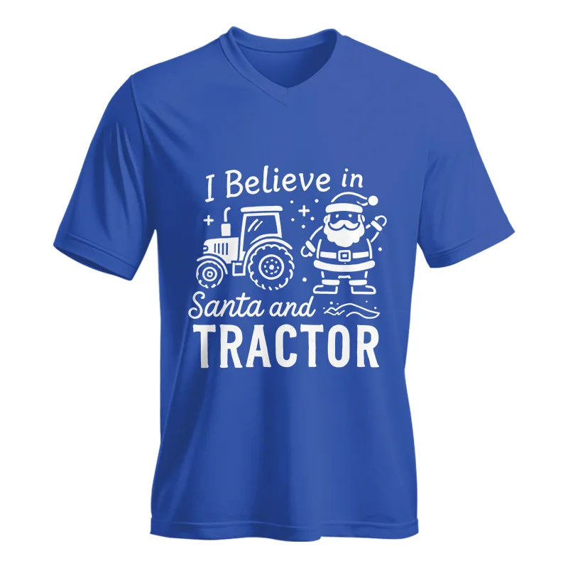 I Believe In Santa And Tractor - Unisex Jersey Short Sleeve V-Neck Tee