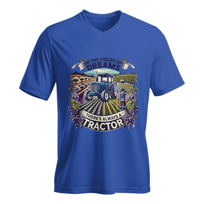 Image of In The Fields Of Dreams There's Always A Tractor 1 - Unisex Jersey Short Sleeve V-Neck Tee